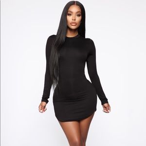 Fashion Nova Black Long Sleeved Mini Dress